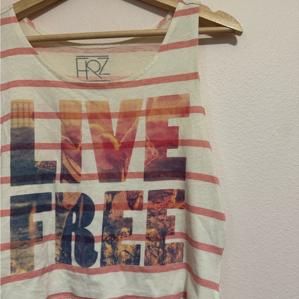 FRZ Striped Tank Top with 'Live Free' Graphic